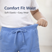 Kids Royal Blue Cotton Drawstring Cargo Jogger Pants