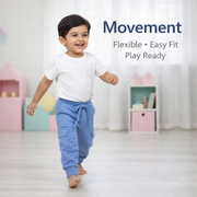 Kids Royal Blue Cotton Drawstring Cargo Jogger Pants