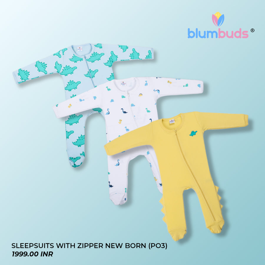 SLEEPSUITS WITH ZIPPER NEW BORN (PO3)
