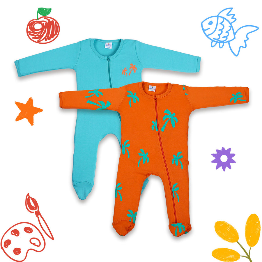 SLEEPSUITS WITH ZIPPER NEW BORN (PO2)