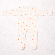 Off White Cherry Print Romper with Snap Button Closure