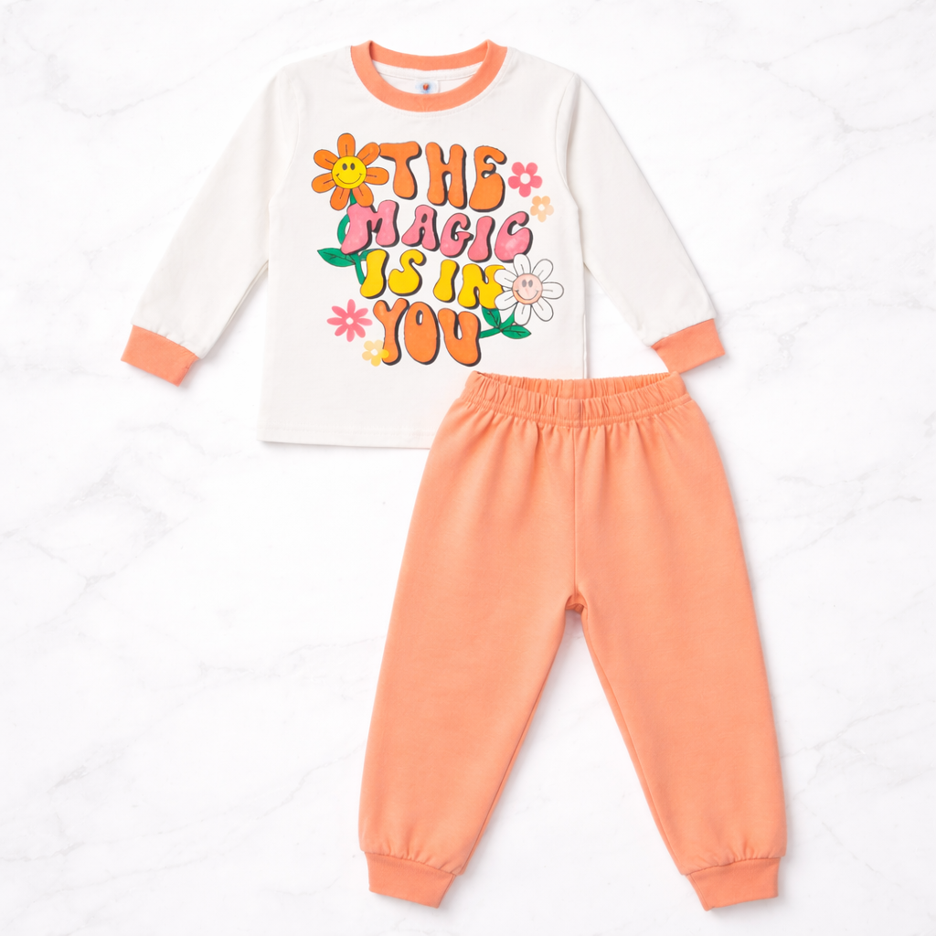 Girls Printed T-Shirt and Pajama Set