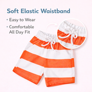 Girls Cotton Shorts Pack of 3 – Stripe, Solid & Strawberry Print