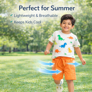 Kids Cotton Solid Cargo Shorts Set –Blue,Mint & Orange (Pack of 3)