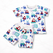 Boys Cotton Vehicle Print Co-ord Outfit