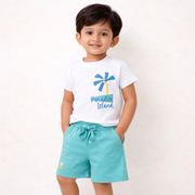 Kids Cotton Interlock 2-Pack T-Shirt & Shorts Set – Tropical Print Summer Co-ord Combo