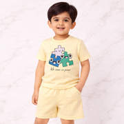 Kids Cotton Interlock 3-Pack T-Shirt & Shorts Set – Play Print Summer Co-ord Combo