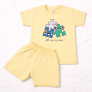 Kids Cotton Interlock 3-Pack T-Shirt & Shorts Set – Play Print Summer Co-ord Combo