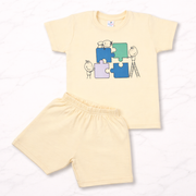 Kids Cotton Interlock 3-Pack T-Shirt & Shorts Set – Play Print Summer Co-ord Combo