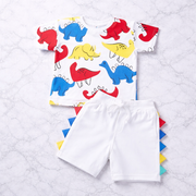 Kids Dino Print Top and Shorts Outfit Set