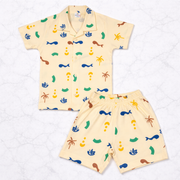 Boys Shirt & Short Co-ord Set Playful theme - Yellow