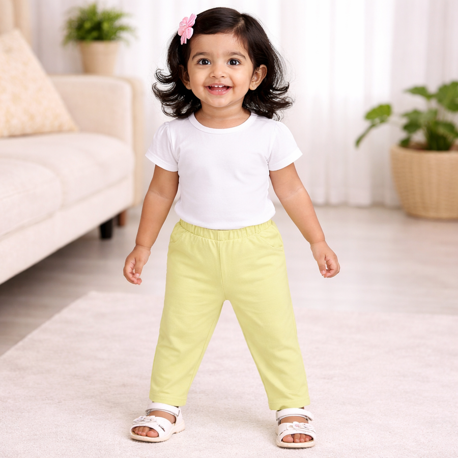 Baby Cotton Leggings Combo(Pack of 3) – Lavender,Lime and Printed Polka dot
