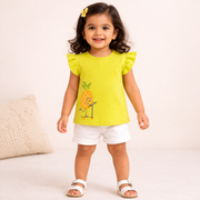 Cute Yellow Pineapple Print Girls Top