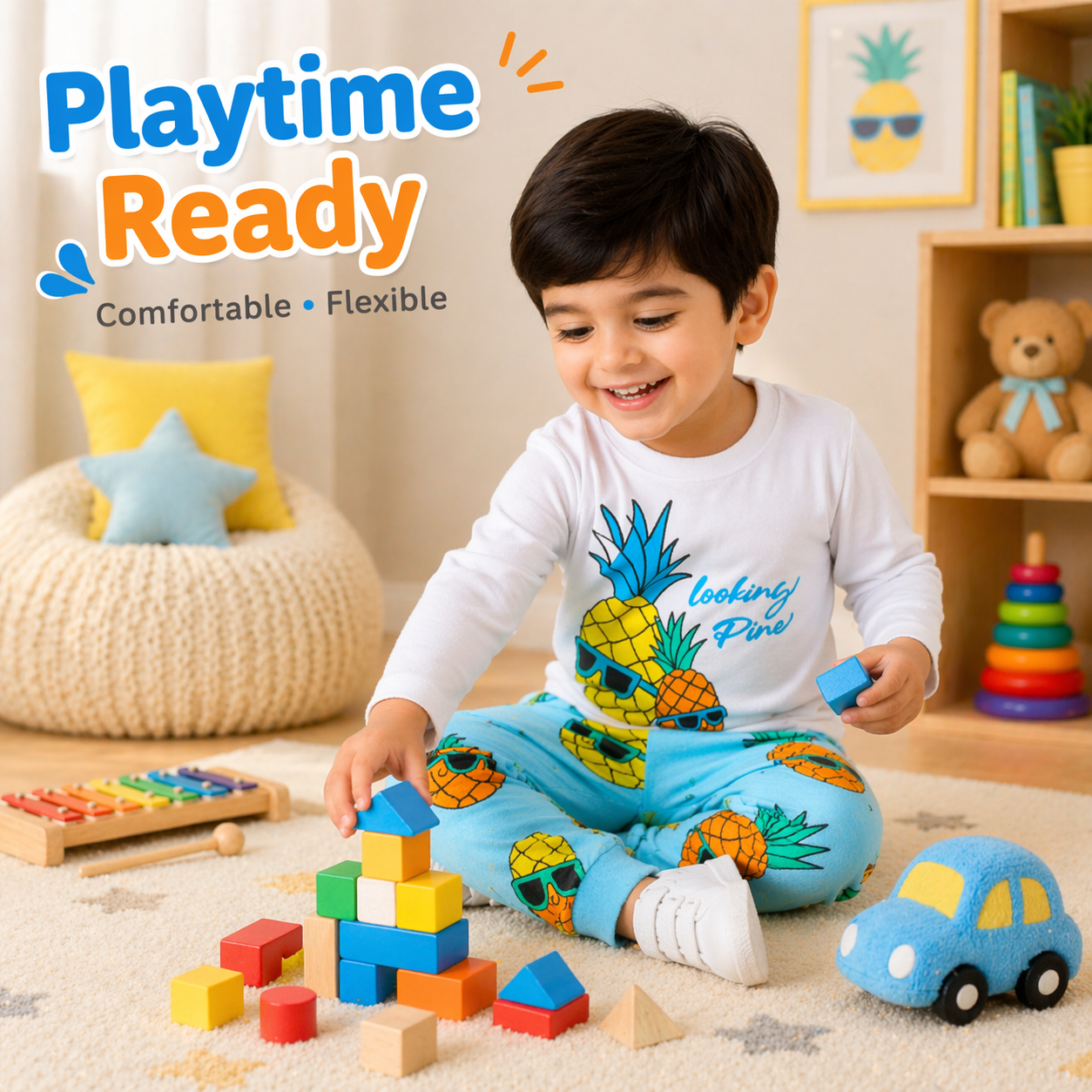 KIDS PINEAAPLE THEME T-SHIRT & JOGGER