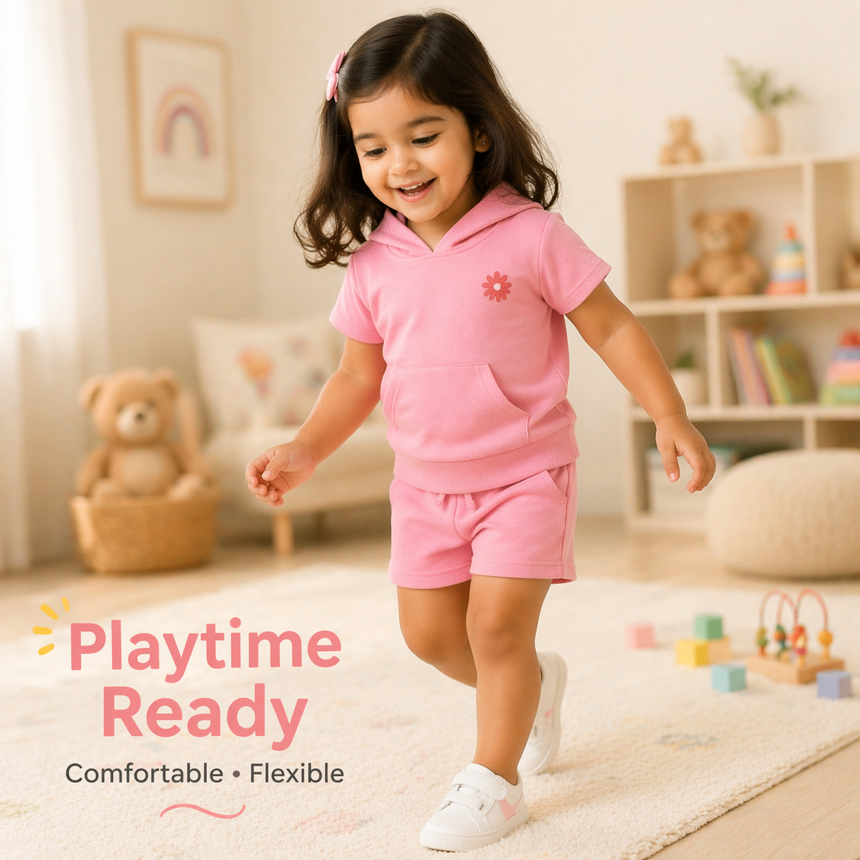 Pink Hoodie T-Shirt & Shorts