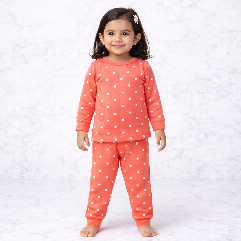 Girls Printed Co-Ord Style T-Shirt And Pajama Set