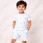 Kids Cotton Interlock 2-Pack T-Shirt & Shorts Set – Dinosaur Print Summer Co-ord Combo