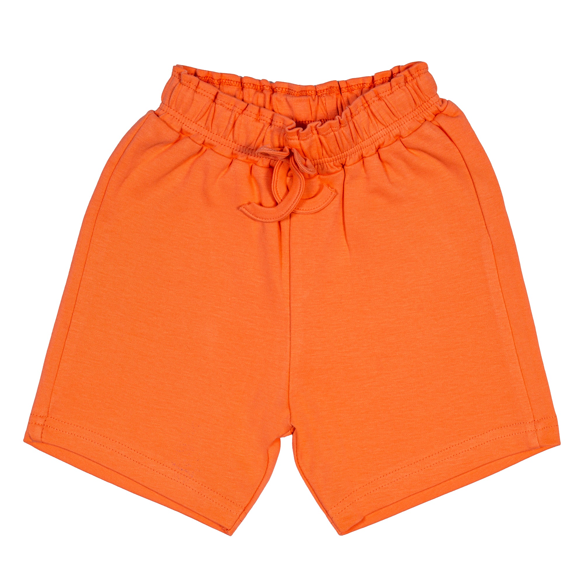 Girls Solid Cotton Shorts – Bright Coral Red Elastic Waist