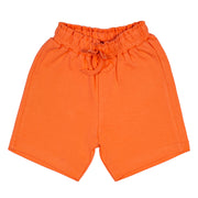 Girls Solid Cotton Shorts – Bright Coral Red Elastic Waist