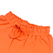 Girls Solid Cotton Shorts – Bright Coral Red Elastic Waist