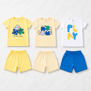 Kids Cotton Interlock 3-Pack T-Shirt & Shorts Set – Play Print Summer Co-ord Combo