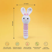 Sweet Crochet Bunny Baby Rattle (Pink)
