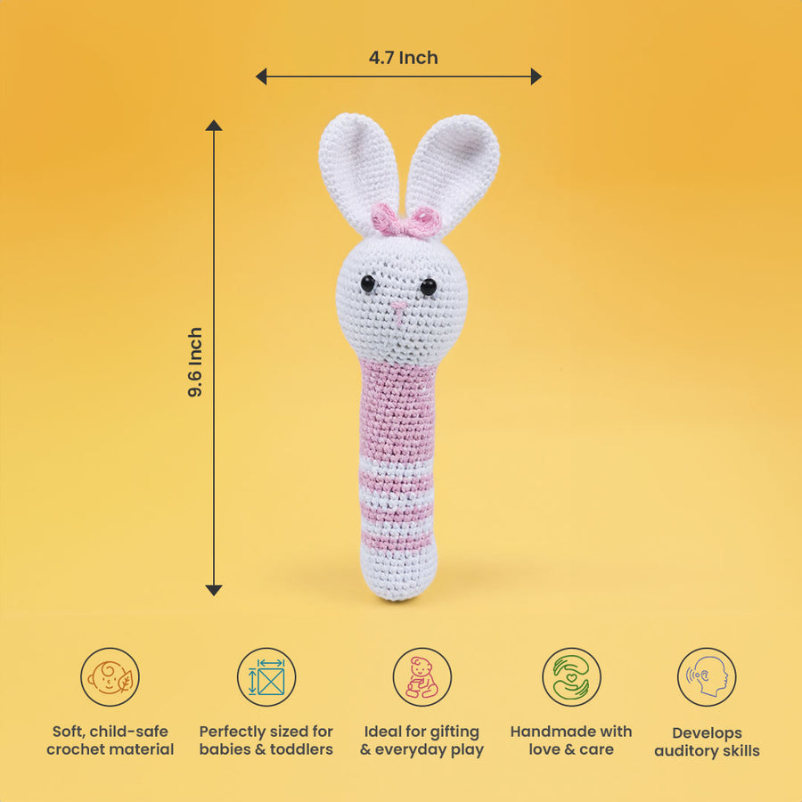 Sweet Crochet Bunny Baby Rattle (Pink)