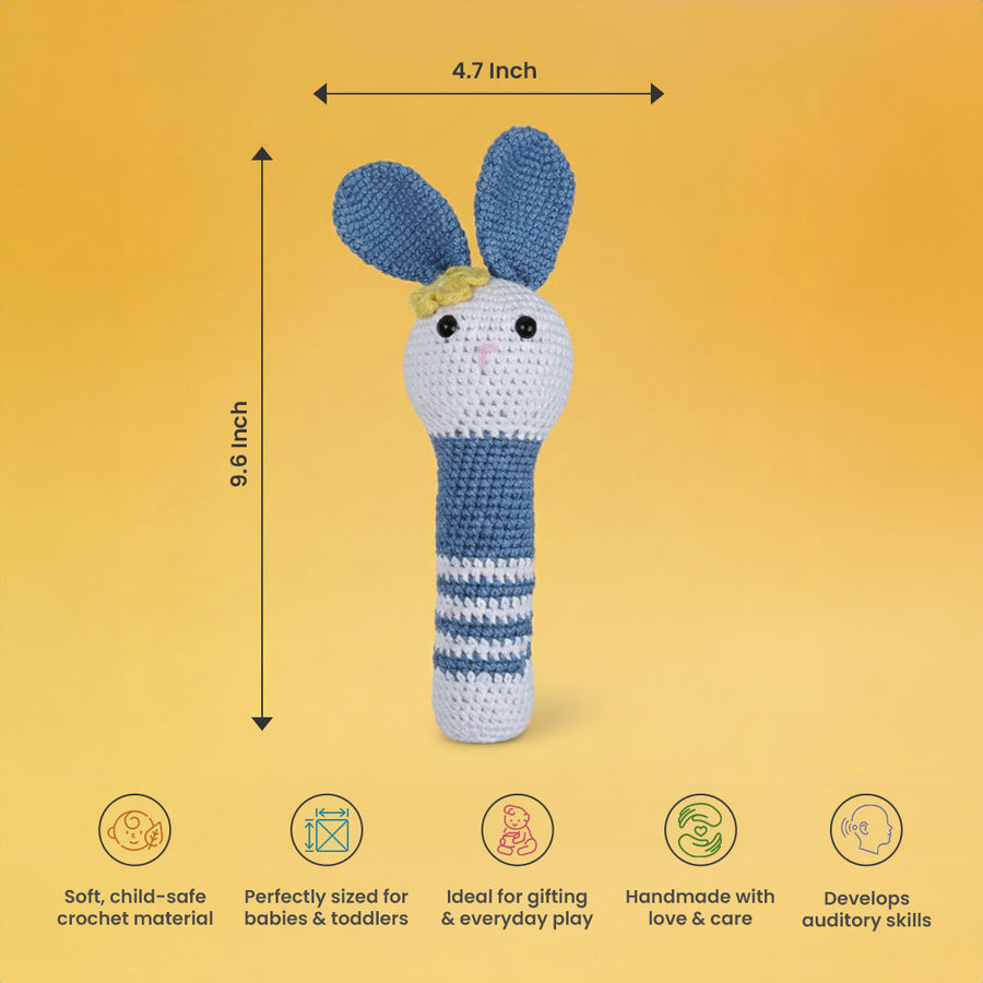 Sweet Crochet Bunny Baby Rattle (Blue)