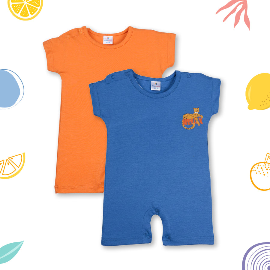 INFANT PACK OF 2 COTTON ROMPERS