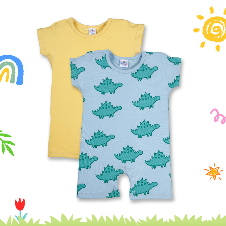 INFANT PACK OF 2 COTTON ROMPERS